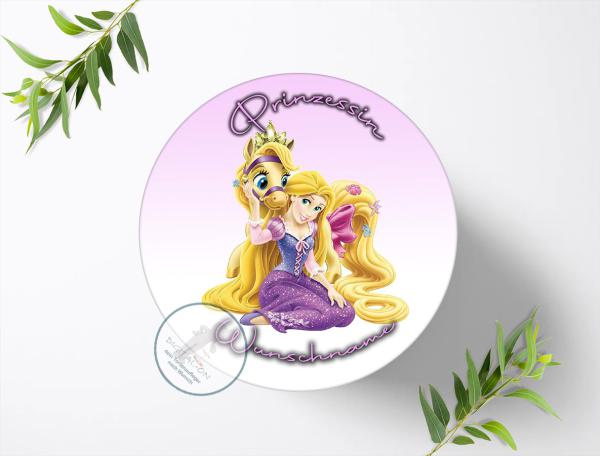 Prinzessin Rapunzel mit Wunschname, Tortenaufleger Ø 20cm, 0302z